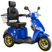 Bespoke Legacy Full Size 3-Wheel Mobility Scooter in Color Blue with Black Seat and Gold w/ Black Wheel Rims