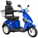 Bespoke Legacy Full Size 3-Wheel Mobility Scooter in Color Blue with Black Seat and White Wheel Rims