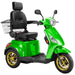 Bespoke Legacy Full Size 3-Wheel Mobility Scooter in Color Green with Black Seat and Gold w/ Black Wheel Rims