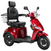 Bespoke Legacy Full Size 3-Wheel Mobility Scooter in Color Red with Black Seat and Black Wheel Rims 