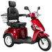 Bespoke Legacy Full Size 3-Wheel Mobility Scooter in Color Red with Black Seat and White Wheel Rims 