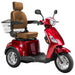 Bespoke Legacy Full Size 3-Wheel Mobility Scooter in Color Red with Brown Seat and Chrome Wheel Rims 