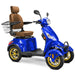 Bespoke Prestige Full Size 4-Wheel Mobility Scooterin Blue Color Brown Seat and Gold Wheel Rims