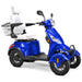 Bespoke Prestige Full Size 4-Wheel Mobility Scooterin Blue Color White Seat and Black Wheel Rims