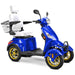 Bespoke Prestige Full Size 4-Wheel Mobility Scooterin Blue Color White Seat and Gold Wheel Rims