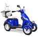 Bespoke Prestige Full Size 4-Wheel Mobility Scooterin Blue Color White Seat and White Wheel Rims