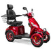 Bespoke Prestige Full Size 4-Wheel Mobility Scooterin Red Color Black Seat and Red Wheel Rims