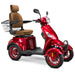Bespoke Prestige Full Size 4-Wheel Mobility Scooterin Red Color Brown Seat and Red Wheel Rims 