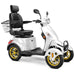 Bespoke Prestige Full Size 4-Wheel Mobility Scooterin White Color Black Seat and Gold Wheel Rims