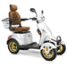 Bespoke Prestige Full Size 4-Wheel Mobility Scooterin White Color Brown Seat and Gold Wheel Rims