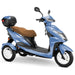 Bespoke Regal Full Size 3-Wheel Mobility Scooter in Blue Color with Brown Seat and White Wheel Rims