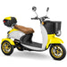Bespoke Supreme 3-Wheel Mobility Scooter in Yellow & White Color with Brown Seat and Gold Wheel Rims