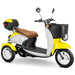 Bespoke Supreme 3-Wheel Mobility Scooter in Yellow & White Color with Brown Seat and White Wheel Rims