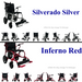 Helium Folding Power Wheelchair Silver and Red Colors