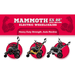 Advertisement for Mammoth EX 22” electric wheelchairs with three different recling positions  on a red background.