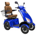 Bespoke Platinum Bariatric 4-Wheel Mobility Scooter in Blue Color with Brown Seat and Black Wheel Rims