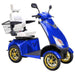 Bespoke Platinum Bariatric 4-Wheel Mobility Scooter in Blue Color with White Seat and Gold w/ Black Wheel Rims