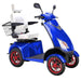 Bespoke Platinum Bariatric 4-Wheel Mobility Scooter in Blue Color with White Seat and Red w/ Black Wheel Rims