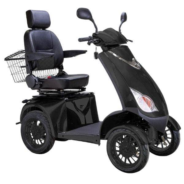 Bespoke Platinum Bariatric 4-Wheel Mobility Scooter in Matte Black Color with Black Seat and Black Wheel Rims
