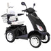 Bespoke Platinum Bariatric 4-Wheel Mobility Scooter in Matte Black Color with White Seat and White Wheel Rims