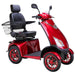 Bespoke Platinum Bariatric 4-Wheel Mobility Scooter in Red Color with Black Seat and Red w/ Black Wheel Rims