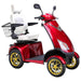 Bespoke Platinum Bariatric 4-Wheel Mobility Scooter in Red Color with White Seat and Gold w/ Black Wheel Rims