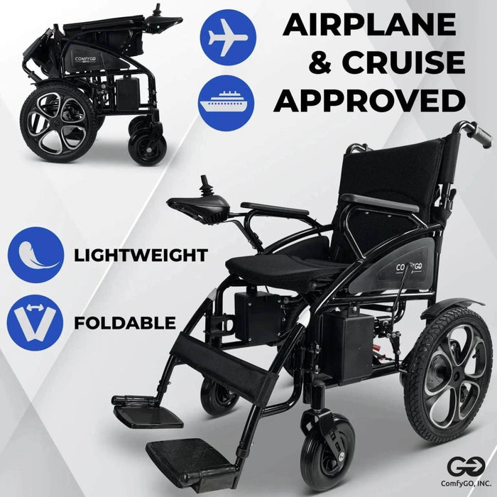 ComfyGo 6011 Folding Electric Wheelchair - Airplane and Cruise Approves - Lightweight, Foldable 
