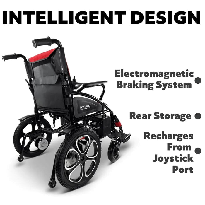 ComfyGo 6011 Folding Electric Wheelchair - Intelligent Design - Electromagnetic Brake System - Rear Storage - Recharges From Joystick Port