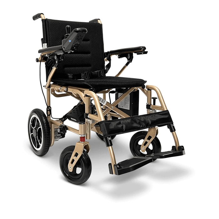 Ultra lightweight Electric Wheelchair ComfyGO X-7 - Color Black Bacrest and Bronze Frame - Front Right Side View