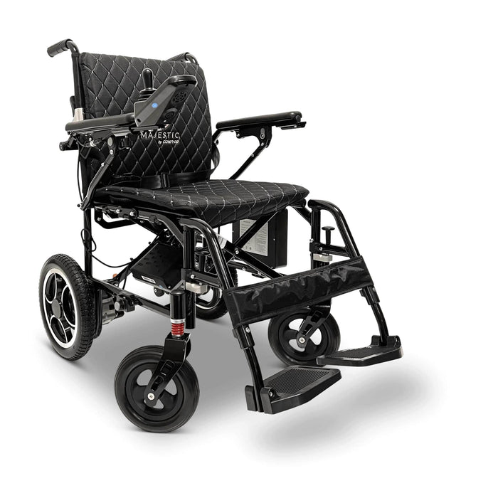 Ultra lightweight Electric Wheelchair ComfyGO X-7 - Color Black Majestic Backrest Front Left Side View