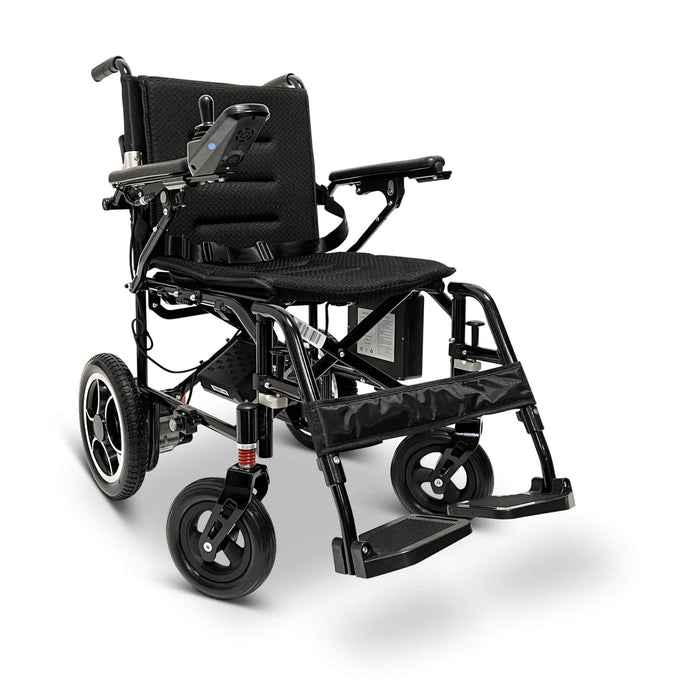 ComfyGoX-7UltraLightweightElectricWheelchairColorBlackFrontRightSideView