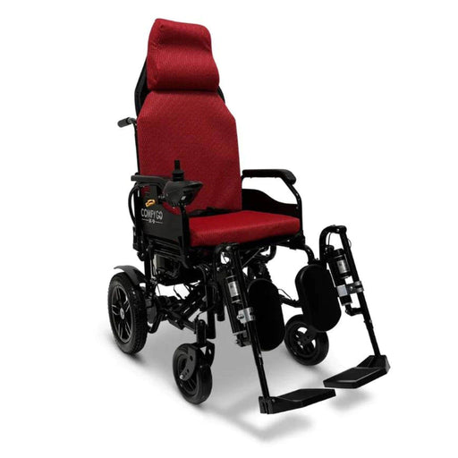 ComfyGo X-9 Remote Controlled Electric Wheelchair with Automatic Recline Color Red Front Right Side View