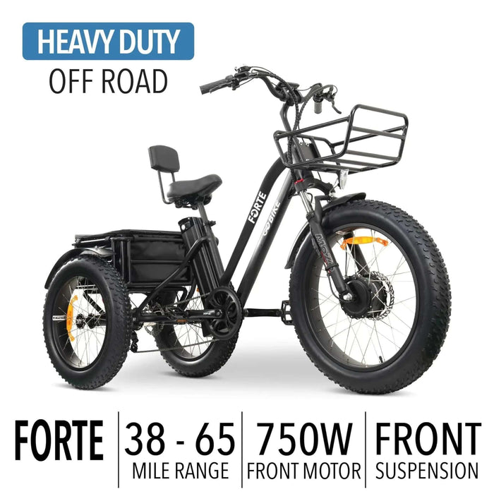 FORTE Electric Tricycle Color Black Heavy Duty Off Road