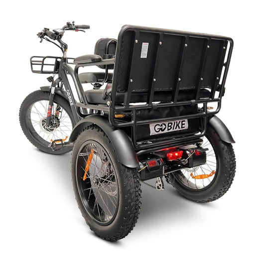 FORTE Electric Tricycle With Rear Seat Color Black Back Left Side View