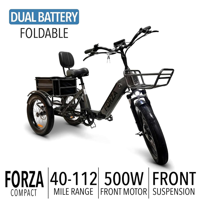 FORZAElectricTricycleColorBlackDualBatteryFoldable