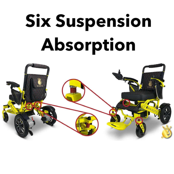 Majestic IQ 7000 - Front Side View - Color Black Backrest and Frame Yellow-Six Suspension Absorption