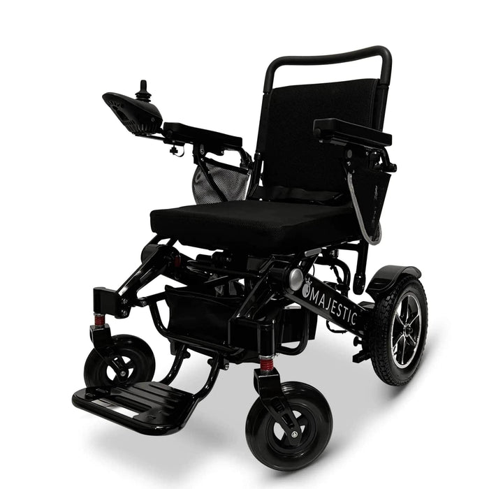 Comfygo Majestic IQ-7000 Remote Controlled Electric Wheelchair - Color Black Backrest and frame - Front Side View
