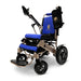 Majestic IQ-8000 Electric Wheelchairs Color Blue Backrest and Silver Frame - Front Side-View