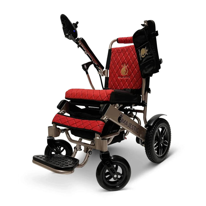 Majestic IQ-8000 Electric Wheelchairs Color Bronze Backrest and Silver Frame - Front Side-View