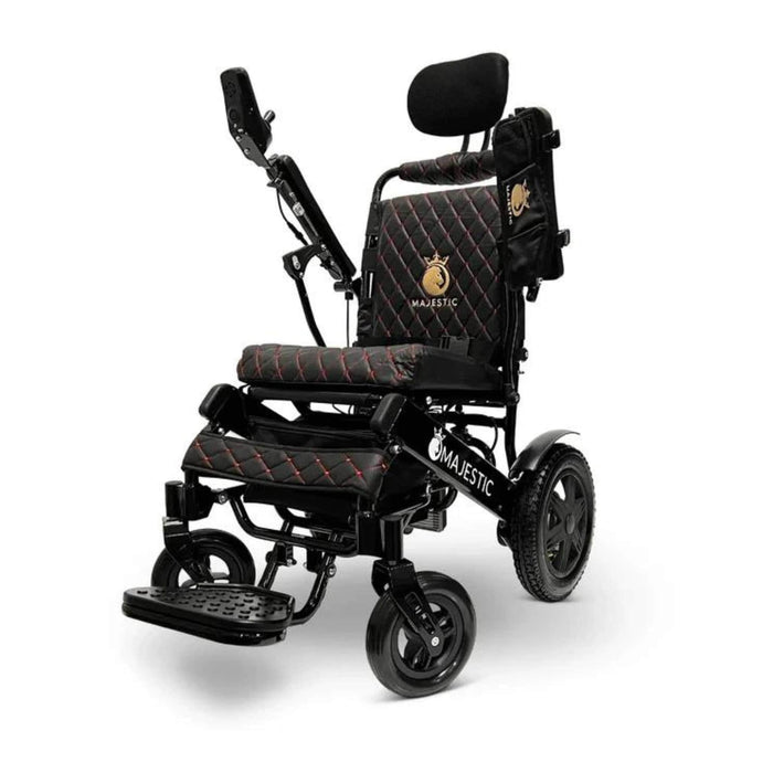 Majestic IQ-9000 Electric Wheelchair Color Black Frame and Black Color Backrest Front Side View