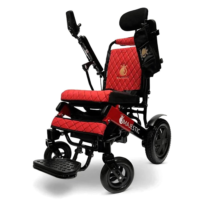 ComfyGoMajesticIQ-9000WheelchairColorRedBackrestandFrameRedBlackFrontSideView