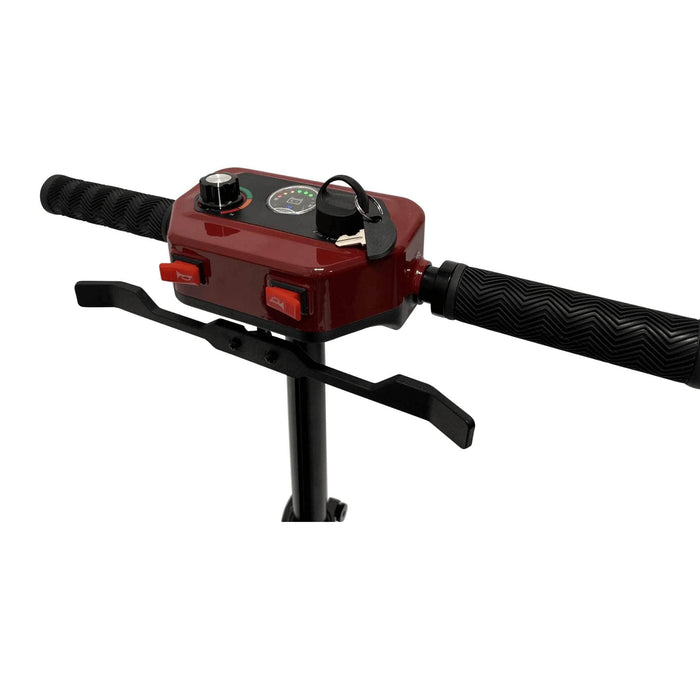 Comfygo MS-4000 4-Wheel Mobility Electric Scooter Color Red Control Panel and Black Handle Bar