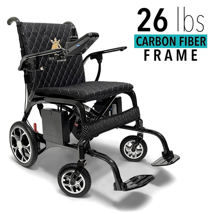 PhoenixCarbonFiberElectricWheelchairColorBalckFrontRightSideVuew26lbsCarbonFiberFrame