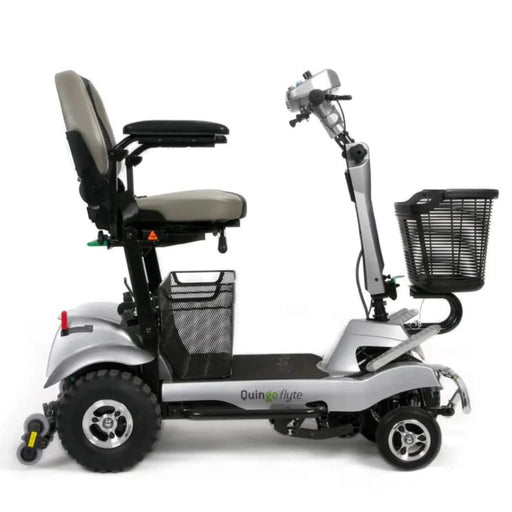 QuingoFlyteMobilityScooterColorSilverSideViewwithBasket