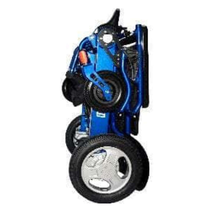 Electra 7 HD Bariatric Folding Power Wheelchair Color Blue Folded Side View