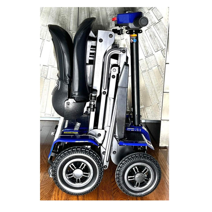 Megatrone Automatic Folding 4 Wheel Scooter Color Blue Side Folded View