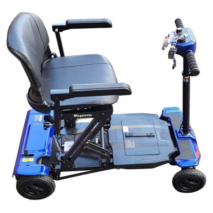 Megatrone Automatic Folding 4 Wheel Scooter Color Blue with keys Right Side View 