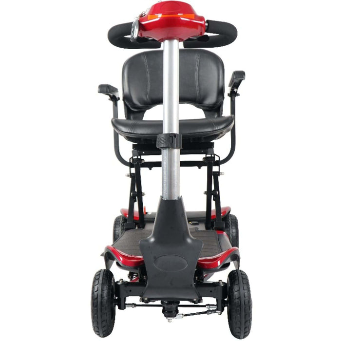 optimus automatic folding 4 wheel mobility scooter red front