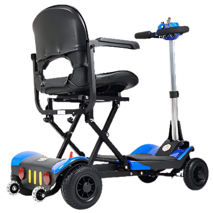 optimus automatic folding 4 wheel mobility scooter bblue back