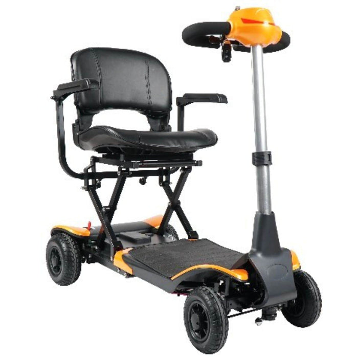  optimus automatic folding 4 wheel mobility scooter yellow front right